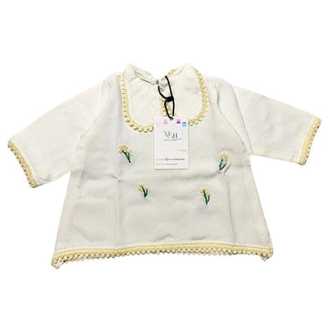 M&H Hand-Embroidered Baby Girl Outfit – Soft Cotton Top & Pant Set (0-3 Months)